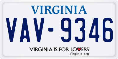 VA license plate VAV9346