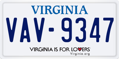 VA license plate VAV9347