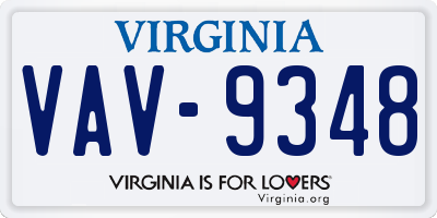 VA license plate VAV9348