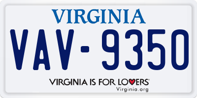 VA license plate VAV9350