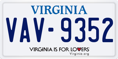VA license plate VAV9352