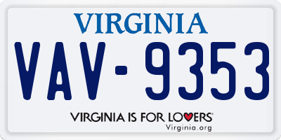 VA license plate VAV9353