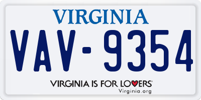 VA license plate VAV9354