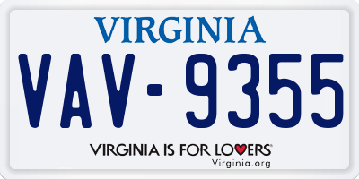 VA license plate VAV9355