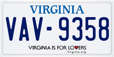 VA license plate VAV9358