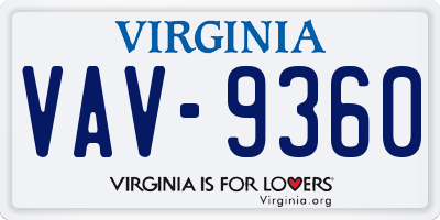 VA license plate VAV9360