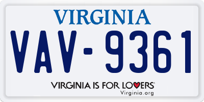 VA license plate VAV9361