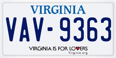 VA license plate VAV9363