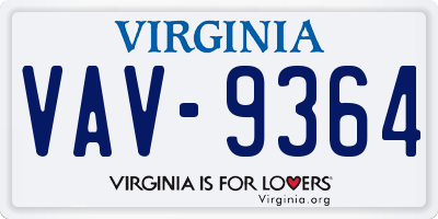 VA license plate VAV9364