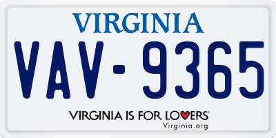 VA license plate VAV9365