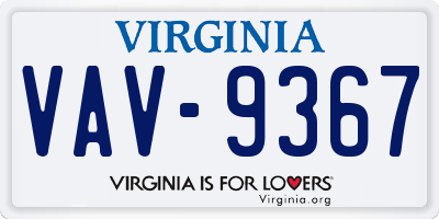 VA license plate VAV9367