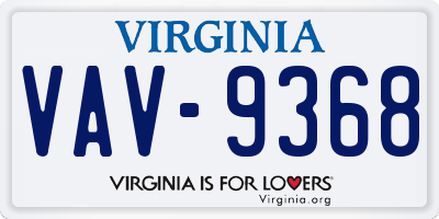 VA license plate VAV9368