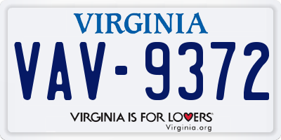 VA license plate VAV9372