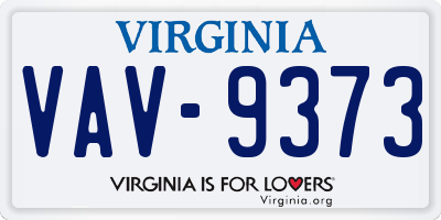 VA license plate VAV9373