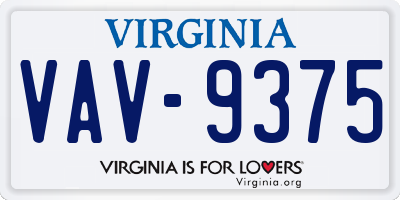 VA license plate VAV9375