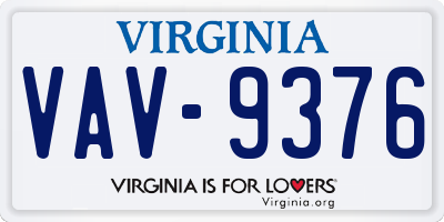 VA license plate VAV9376