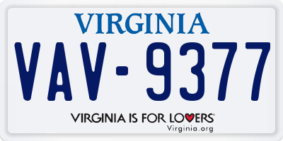 VA license plate VAV9377