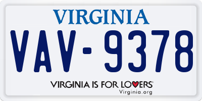 VA license plate VAV9378
