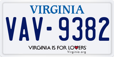 VA license plate VAV9382