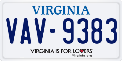 VA license plate VAV9383