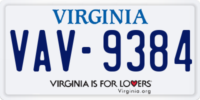VA license plate VAV9384