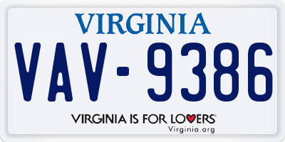 VA license plate VAV9386