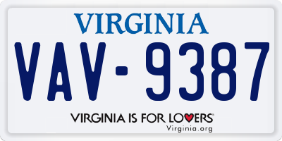 VA license plate VAV9387