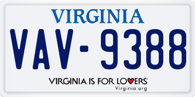 VA license plate VAV9388