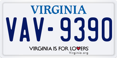 VA license plate VAV9390