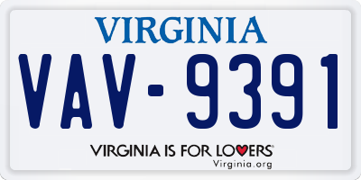 VA license plate VAV9391