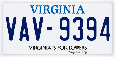 VA license plate VAV9394
