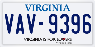 VA license plate VAV9396
