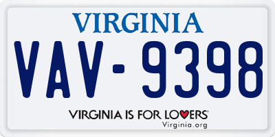 VA license plate VAV9398