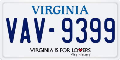 VA license plate VAV9399