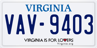 VA license plate VAV9403