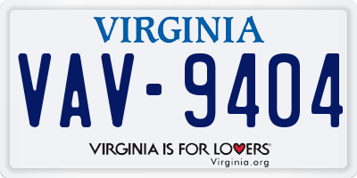 VA license plate VAV9404