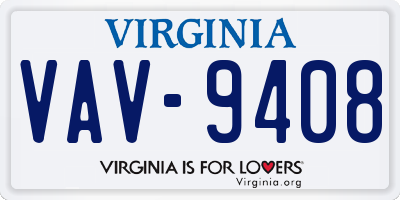 VA license plate VAV9408