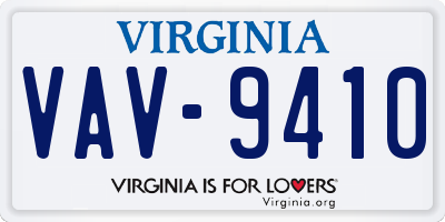 VA license plate VAV9410