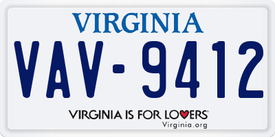 VA license plate VAV9412