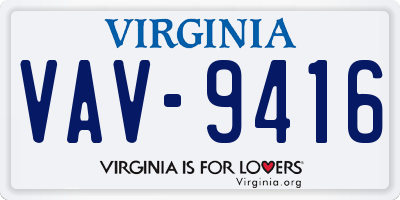 VA license plate VAV9416