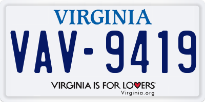 VA license plate VAV9419