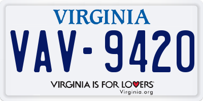 VA license plate VAV9420