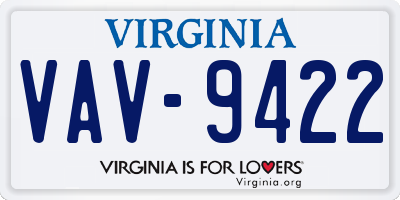 VA license plate VAV9422