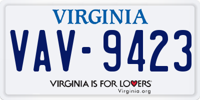 VA license plate VAV9423