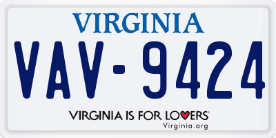 VA license plate VAV9424