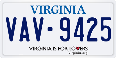 VA license plate VAV9425