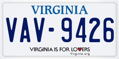 VA license plate VAV9426