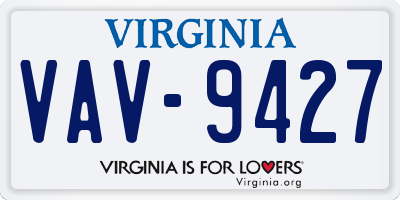 VA license plate VAV9427