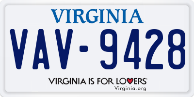 VA license plate VAV9428