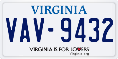 VA license plate VAV9432